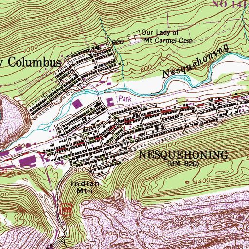 Topographic Map of Nesquehoning, PA