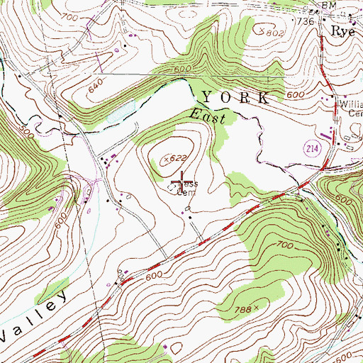 Topographic Map of Ness Cemetery, PA