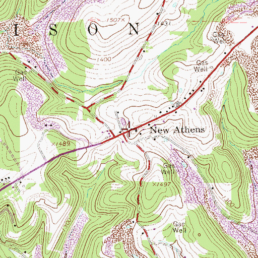 Topographic Map of New Athens, PA