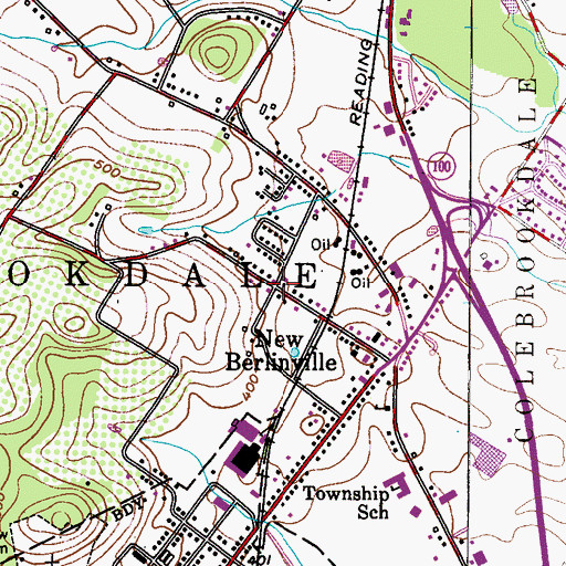 Topographic Map of New Berlinville, PA
