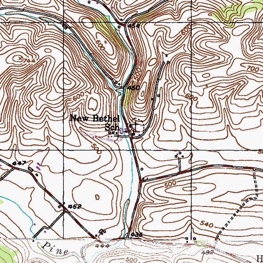 Topographic Map of New Bethel School, PA