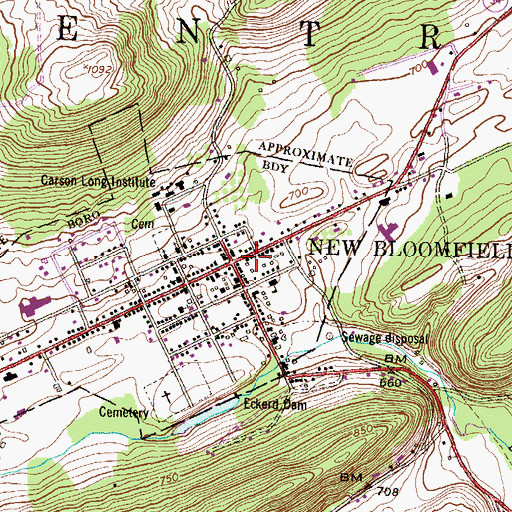 Topographic Map of New Bloomfield, PA
