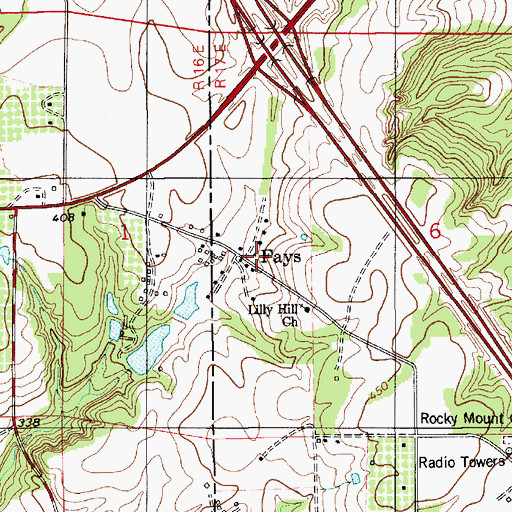 Topographic Map of Fays, AL