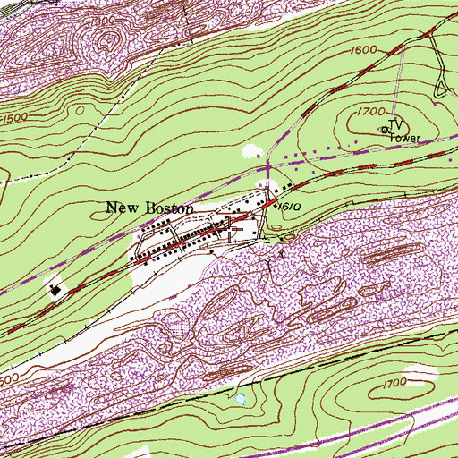 Topographic Map of New Boston, PA