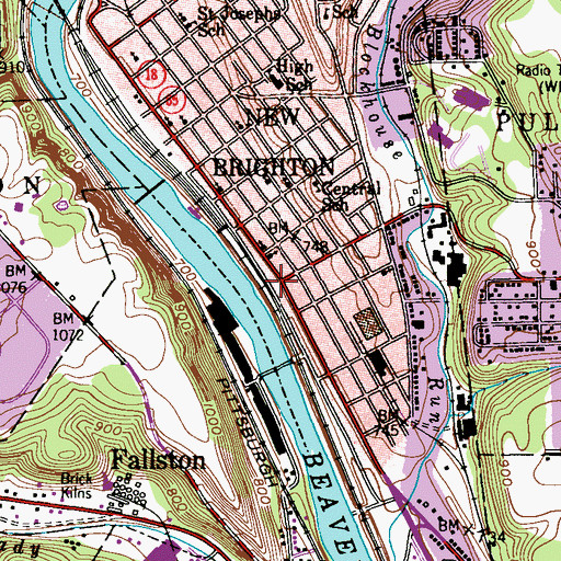 Topographic Map of New Brighton, PA
