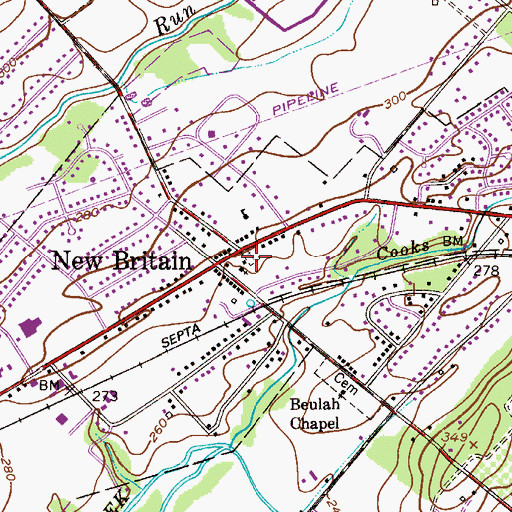 Topographic Map of New Britain, PA