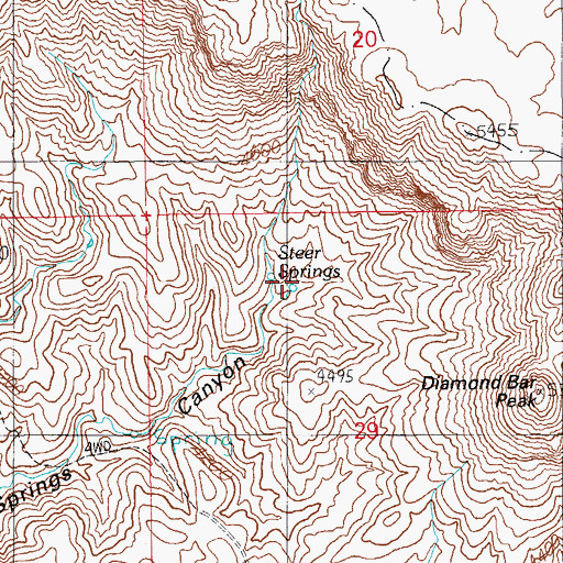 Topographic Map of Steer Springs, AZ