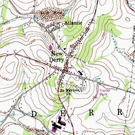 Topographic Map of New Derry, PA