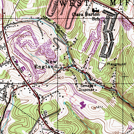 Topographic Map of New England, PA