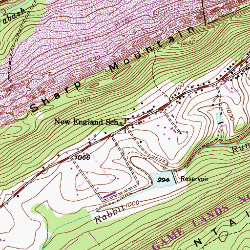 Topographic Map of New England School (historical), PA