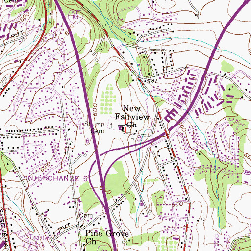 Topographic Map of New Fairview Church, PA