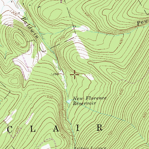 Topographic Map of New Florence Reservoir, PA