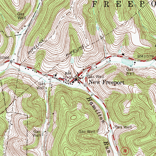 Topographic Map of New Freeport, PA