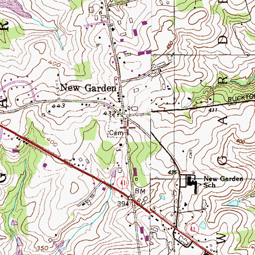 Topographic Map of New Garden, PA