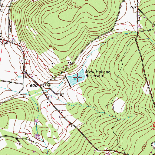 Topographic Map of New Holland Reservoir, PA