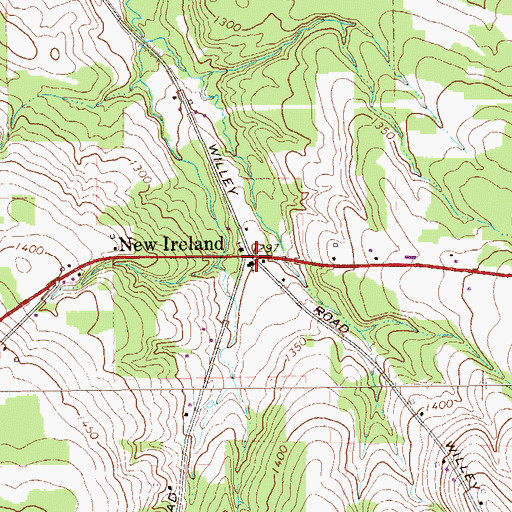 Topographic Map of New Ireland, PA