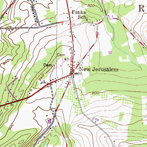 Topographic Map of New Jerusalem, PA