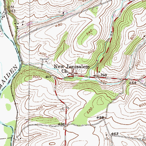 Topographic Map of New Jerusalem Church, PA