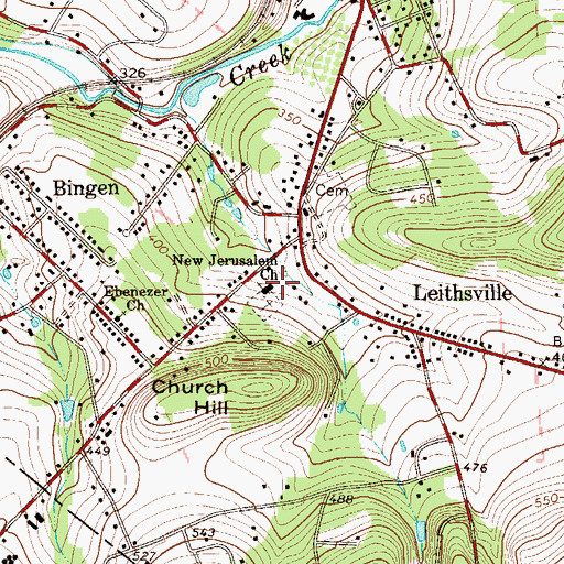 Topographic Map of New Jerusalem Church, PA