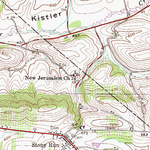 Topographic Map of New Jerusalem Church, PA