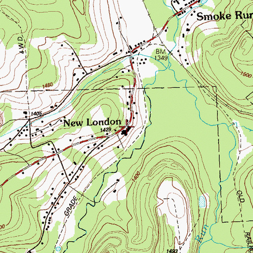 Topographic Map of New London, PA