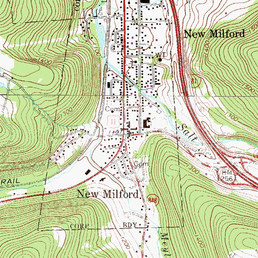 Topographic Map of New Milford, PA