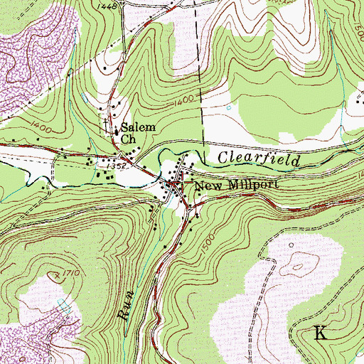 Topographic Map of New Millport, PA
