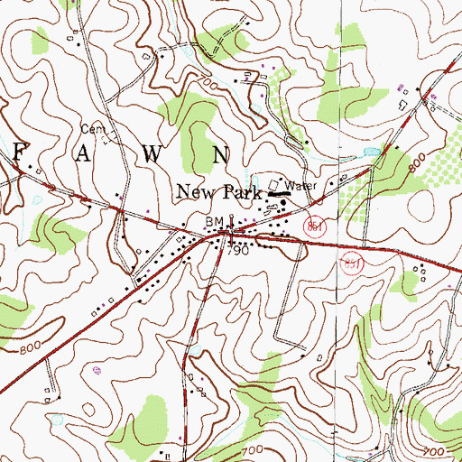 Topographic Map of New Park, PA