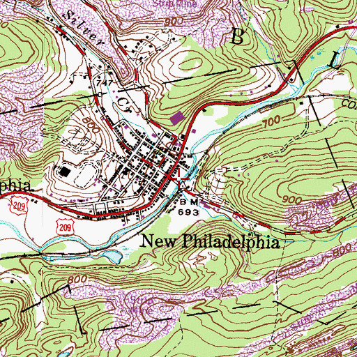 Topographic Map of New Philadelphia, PA