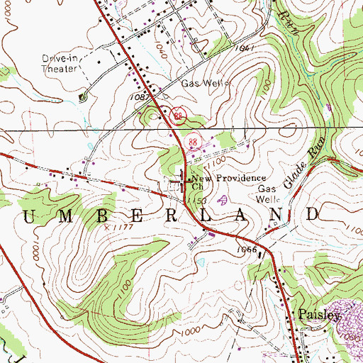 Topographic Map of New Providence Church, PA