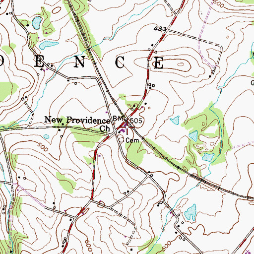 Topographic Map of New Providence Church, PA
