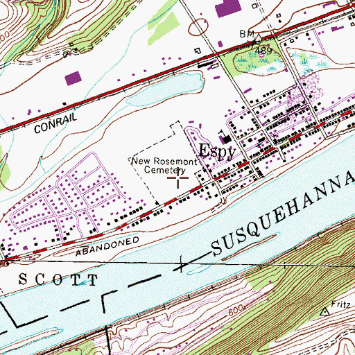 Topographic Map of New Rosemont Cemetery, PA