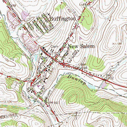 Topographic Map of New Salem, PA