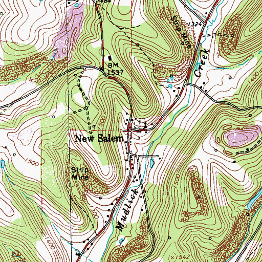 Topographic Map of New Salem, PA