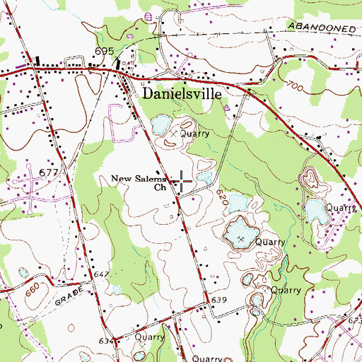 Topographic Map of New Salems Church, PA