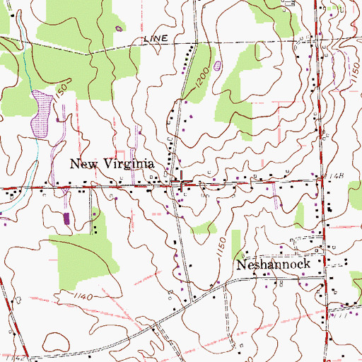 Topographic Map of New Virginia, PA
