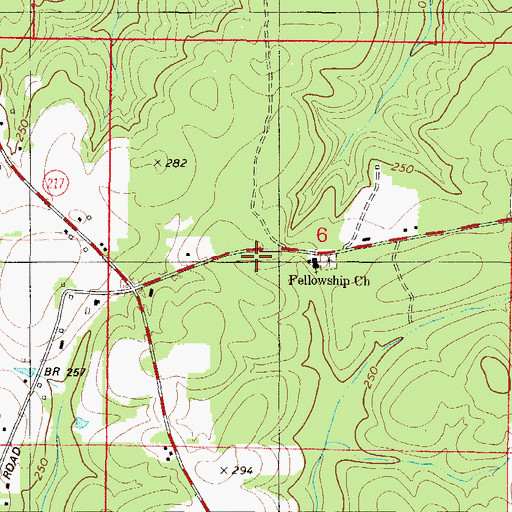Topographic Map of Fellowship Church, AL