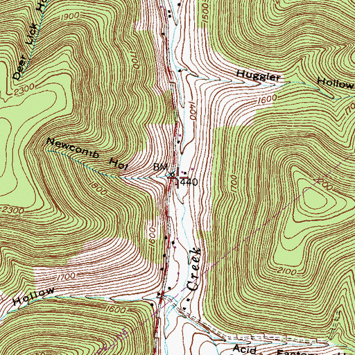 Topographic Map of Newcomb Hollow, PA