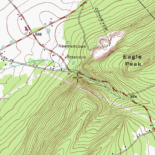 Topographic Map of Newmanstown Reservoirs, PA