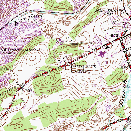 Topographic Map of Newport Center, PA