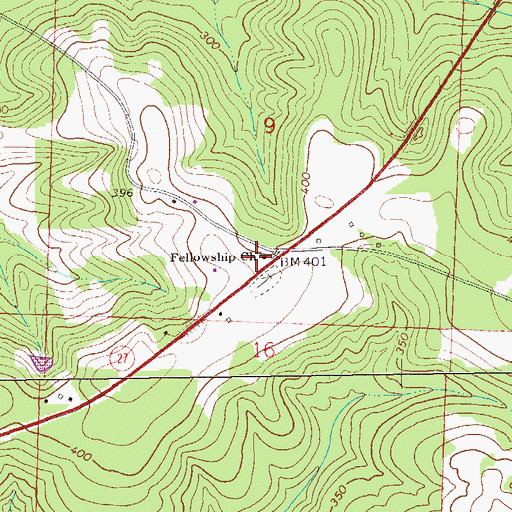 Topographic Map of Fellowship Church, AL