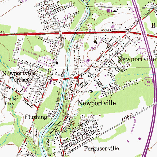 Topographic Map of Newportville, PA