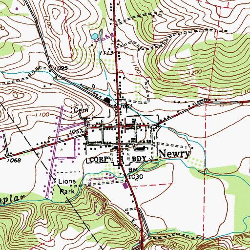 Topographic Map of Newry, PA