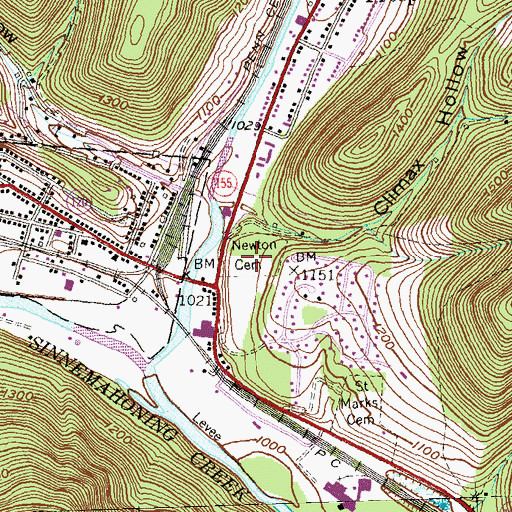 Topographic Map of Newton Cemetery, PA