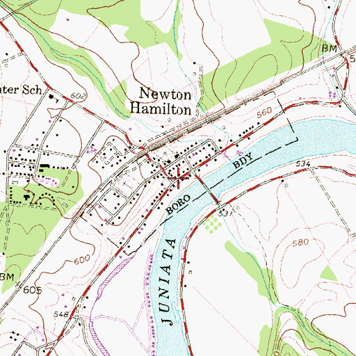 Topographic Map of Newton Hamilton, PA
