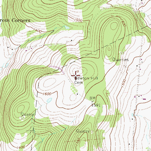 Topographic Map of Newton Hill Cemetery, PA