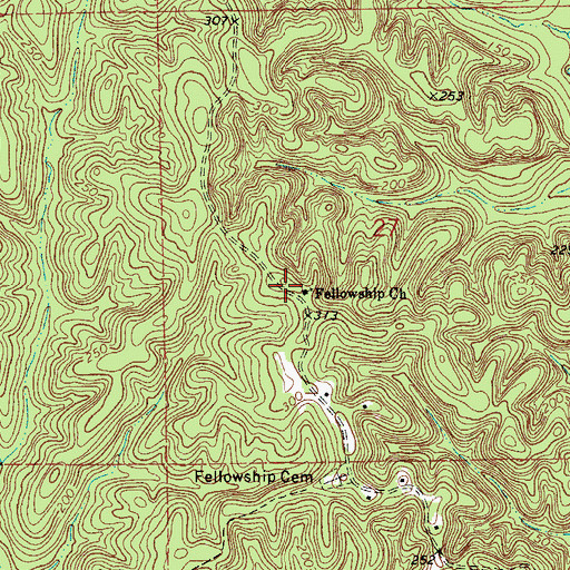 Topographic Map of Fellowship Church, AL