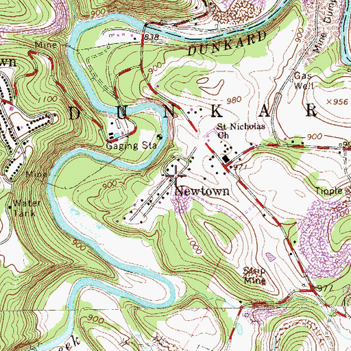 Topographic Map of Newtown, PA
