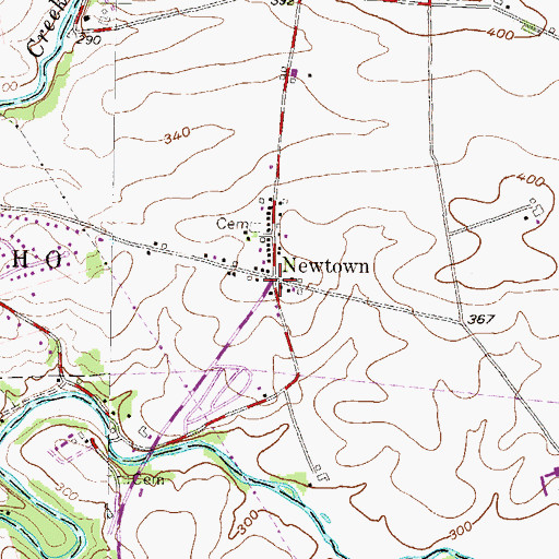 Topographic Map of Newtown, PA