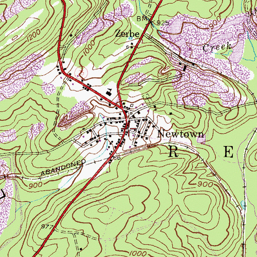 Topographic Map of Newtown, PA